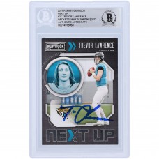 Autographed Jacksonville Jaguars Trevor Lawrence 2021 Panini Playbook Next Up #NXT-TRL Beckett Fanatics Witnessed Authenticated Rookie Card