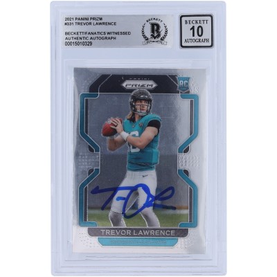 Autographed Jacksonville Jaguars Trevor Lawrence 2021 Panini Prizm #331 Beckett Fanatics Witnessed Authenticated 10 Rookie Card