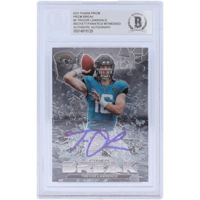 Autographed Jacksonville Jaguars Trevor Lawrence 2021 Panini Prizm Break #PB-6 Beckett Fanatics Witnessed Authenticated Rookie Card