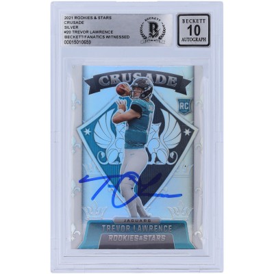 Autographed Jacksonville Jaguars Trevor Lawrence 2021 Panini Rookies and Stars Crusade Silver #CR-20 Beckett Fanatics Witnessed Authenticated 10 Rookie Card