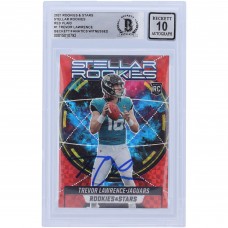 Autographed Jacksonville Jaguars Trevor Lawrence 2021 Panini Rookies and Stars Stellar Rookies Red #SR-1 Beckett Fanatics Witnessed Authenticated 10 Rookie Card
