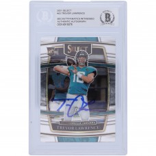 Autographed Jacksonville Jaguars Trevor Lawrence 2021 Panini Select Concourse #43 Beckett Fanatics Witnessed Authenticated Rookie Card