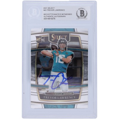 Autographed Jacksonville Jaguars Trevor Lawrence 2021 Panini Select Concourse #43 Beckett Fanatics Witnessed Authenticated Rookie Card