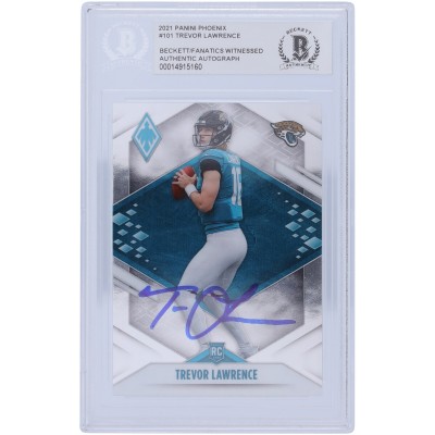 Autographed Jacksonville Jaguars Trevor Lawrence 2021 Panini Phoenix #101 Beckett Fanatics Witnessed Authenticated Rookie Card