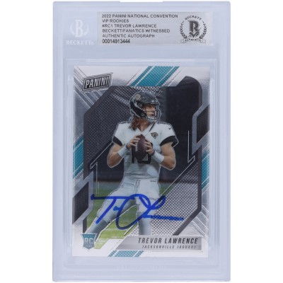 Autographed Jacksonville Jaguars Trevor Lawrence 2022 Panini The National VIP #RC1 Beckett Fanatics Witnessed Authenticated Card