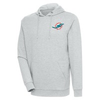 Miami Dolphins Antigua Heather Gray Action Lightweight Pullover Hoodie