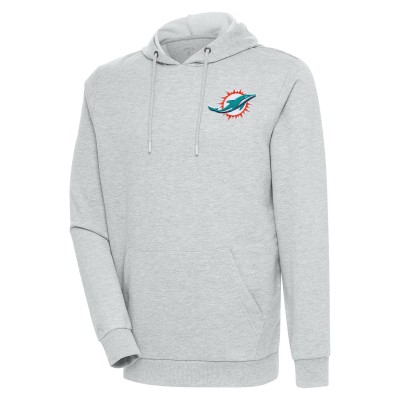 Miami Dolphins Antigua Heather Gray Action Lightweight Pullover Hoodie