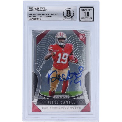 Autographed San Francisco 49ers Deebo Samuel 2019 Panini Prizm #346 Beckett Fanatics Witnessed Authenticated 10 Rookie Card