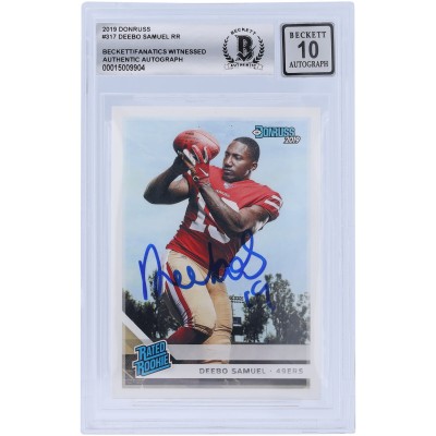 Autographed San Francisco 49ers Deebo Samuel 2019 Panini Donruss Rated Rookie #317 Beckett Fanatics Witnessed Authenticated 10 Rookie Card