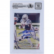 Autographed Indianapolis Colts Jonathan Taylor 2020 Panini Chronicles Luminance #215 Beckett Fanatics Witnessed Authenticated 10 Rookie Card with Horse Power Inscription