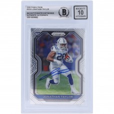 Autographed Indianapolis Colts Jonathan Taylor 2020 Panini Prizm #332 Beckett Fanatics Witnessed Authenticated 10 Rookie Card