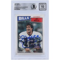 Autographed Buffalo Bills Jim Kelly 1987 Topps #362 Beckett Fanatics Witnessed Authenticated 10 Rookie Card with HOF 02 Inscription