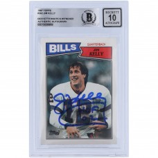 Autographed Buffalo Bills Jim Kelly 1987 Topps #362 Beckett Fanatics Witnessed Authenticated 10 Rookie Card with HOF 02 Inscription