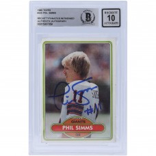 Autographed New York Giants Phil Simms 1980 Topps #225 Beckett Fanatics Witnessed Authenticated 10 Rookie Card