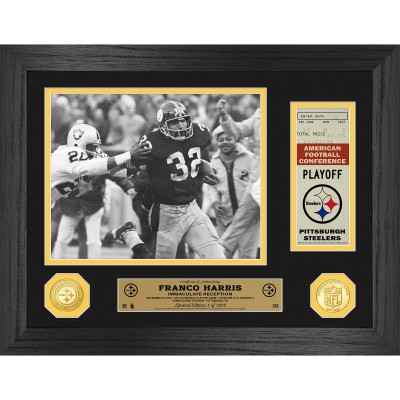 Franco Harris Pittsburgh Steelers Highland Mint 14 x 18 Immaculate Reception 50th Anniversary Ticket Photo Mint