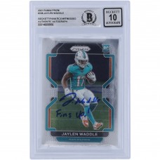Jaylen Waddle Miami Dolphins Autographed 2021 Panini Prizm #338 Beckett Fanatics Witnessed Authenticated 10 Rookie Card with Fins Up! Inscription