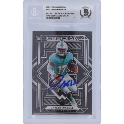 Autographed Miami Dolphins Jaylen Waddle 2021 Panini Obsidian #113 Beckett Fanatics Witnessed Authenticated 10 Rookie Card