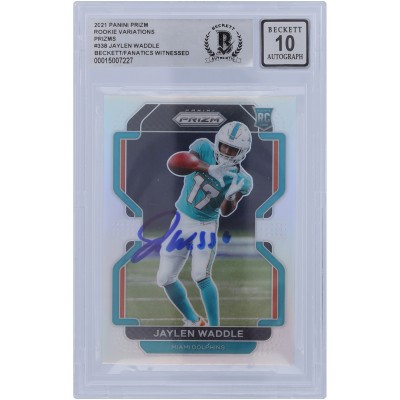 Jaylen Waddle Miami Dolphins Autographed 2021 Panini Prizm Silver #V-338 Beckett Fanatics Witnessed Authenticated 10 Rookie Card