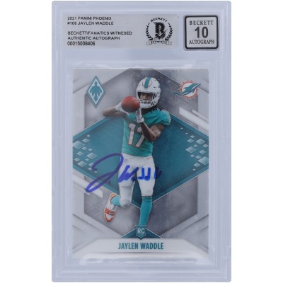 Jaylen Waddle Miami Dolphins Autographed 2021 Panini Phoenix #106 Beckett Fanatics Witnessed Authenticated 10 Rookie Card