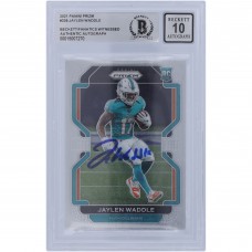 Autographed Miami Dolphins Jaylen Waddle 2021 Panini Prizm #338 Beckett Fanatics Witnessed Authenticated 10 Rookie Card