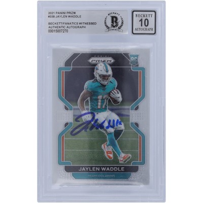 Autographed Miami Dolphins Jaylen Waddle 2021 Panini Prizm #338 Beckett Fanatics Witnessed Authenticated 10 Rookie Card