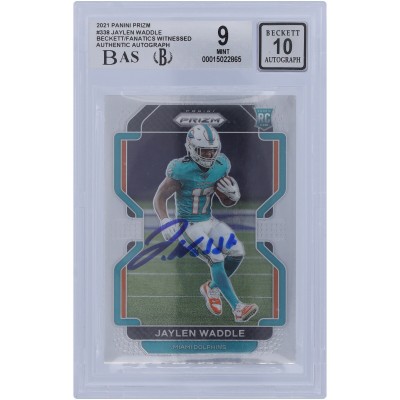 Autographed Miami Dolphins Jaylen Waddle 2021 Panini Prizm #338 Beckett Fanatics Witnessed Authenticated 9/10 Rookie Card - 9.5/9.5/9.5/8.5