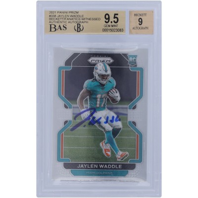Jaylen Waddle Miami Dolphins Autographed 2021 Panini Prizm #338 Beckett Fanatics Witnessed Authenticated 9.5/9 Rookie Card - 9/9.5/9.5/9.5 Subgrades