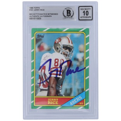 Jerry Rice San Francisco 49ers Autographed 1986 Topps #161 Beckett Fanatics Witnessed Authenticated 10 Rookie Card