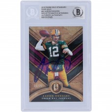 Aaron Rodgers Green Bay Packers Autographed 2019 Panini Gold Standard Rose Gold Variation #62 #21/25 Beckett Fanatics Witnessed Authenticated Card