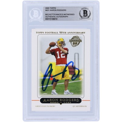 Aaron Rodgers Green Bay Packers Autographed 2005 Topps #431 Beckett Fanatics Witnessed Authenticated Rookie Card