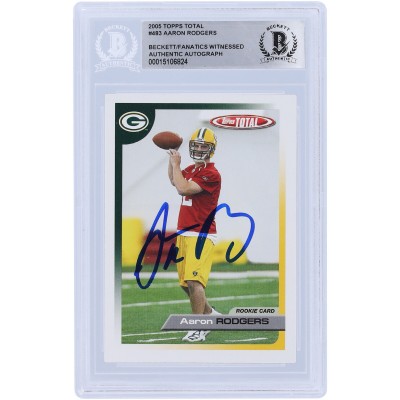 Aaron Rodgers Green Bay Packers Autographed 2005 Topps Total #483 Beckett Fanatics Witnessed Authenticated Rookie Card