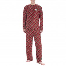 Green Bay Packers Concepts Sport Holly Allover Print Knit Long Sleeve Top & Pants Set - Red