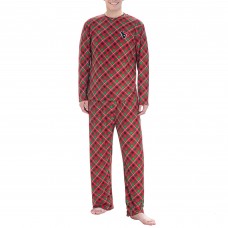 Пижама футболка с длинным рукавом и штаны Houston Texans Concepts Sport Holly Allover Print Knit - Red