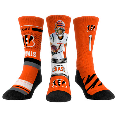 Детские носки 3 пары Cincinnati Bengals Ja'Marr Chase Rock Em Socks
