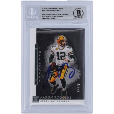Aaron Rodgers Green Bay Packers Autographed 2020 Panini Impeccable #37 #4/75 Beckett Fanatics Witnessed Authenticated 10 Card