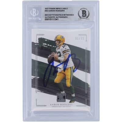 Aaron Rodgers Green Bay Packers Autographed 2021 Panini Impeccable #36 #31/75 Beckett Fanatics Witnessed Authenticated 10 Card