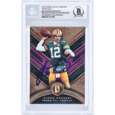 Aaron Rodgers Green Bay Packers Autographed 2019 Panini Gold Standard Rose Gold Variation #62 #18/25 Beckett Fanatics Witnessed Authenticated 10 Card