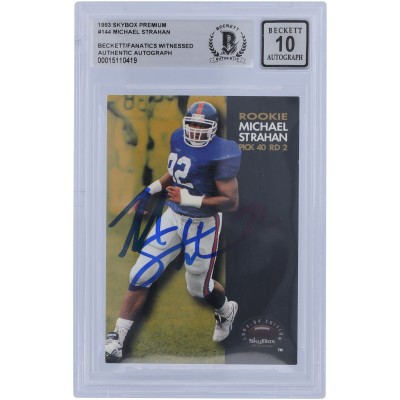 Michael Strahan New York Giants Autographed 1993 Skybox Premium #144 Beckett Fanatics Witnessed Authenticated 10 Rookie Card