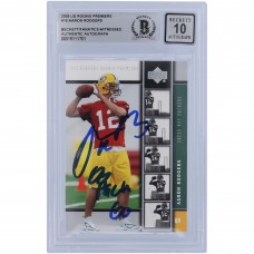 Aaron Rodgers Green Bay Packers Autographed 2005 Upper Deck Rookie Premiere #16 Beckett Fanatics Witnessed Authenticated 10 Rookie Card with Go Pack Go Inscription