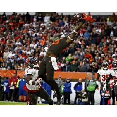 David Njoku Cleveland Browns Unsigned Fanatics Authentic Extends for a Catch Photograph