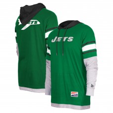 Лонгслив с капюшоном New York Jets New Era  Throwback - Kelly Green