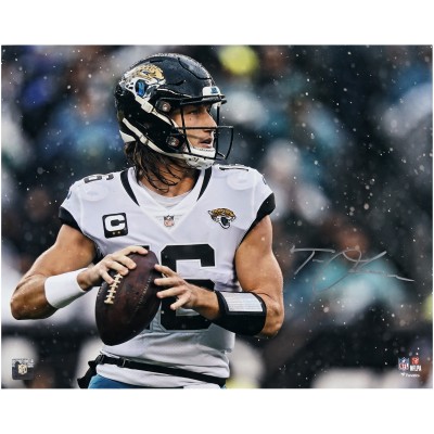 Trevor Lawrence Jacksonville Jaguars Autographed Fanatics Authentic 16 x 20 In the Rain Photograph