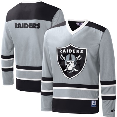 Футболка с длинным рукавом Las Vegas Raiders Starter Cross-Check V-Neck - Silver