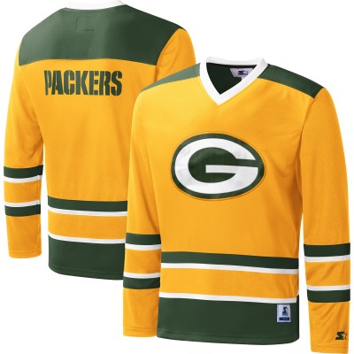Футболка с длинным рукавом Green Bay Packers Starter Cross-Check V-Neck - Gold