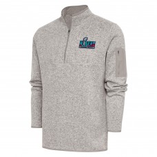 Кофта с длинным рукавом на короткой молнии Super Bowl LVII Antigua Fortune- Oatmeal