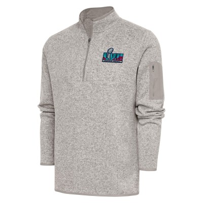 Кофта с длинным рукавом на короткой молнии Super Bowl LVII Antigua Fortune- Oatmeal