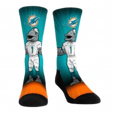 Miami Dolphins Rock Em Socks Mascot Pump Up Crew Socks