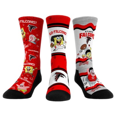 Три пары носков Atlanta Falcons Rock Em Socks Unisex NFL x Nickelodeon Spongebob Squarepants