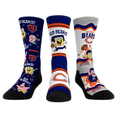 Три пары носков Chicago Bears Rock Em Socks Unisex NFL x Nickelodeon Spongebob Squarepants