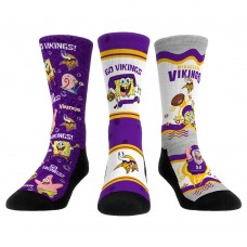 Три пары носков Minnesota Vikings Rock Em Socks Unisex NFL x Nickelodeon Spongebob Squarepants